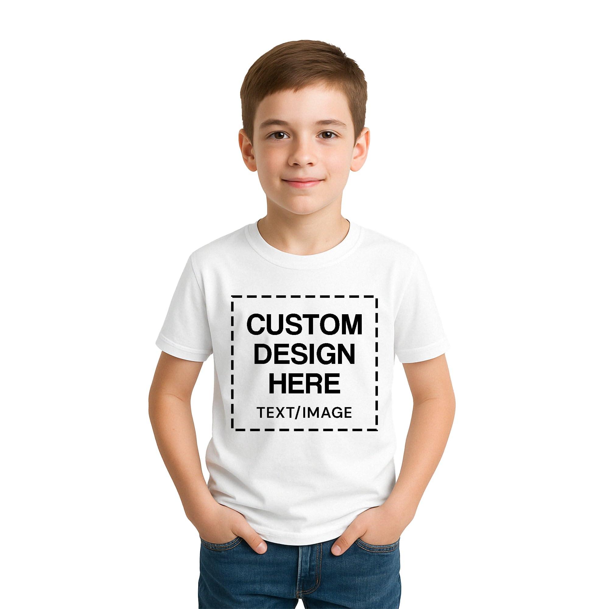 PIVOI Custom Shirts for Kids Personalized Cotton T Shirts for Boys Girls Children Customized DTF Print Custom Kids Shirt Tshirt Upload Your Design Medium White Tshirt