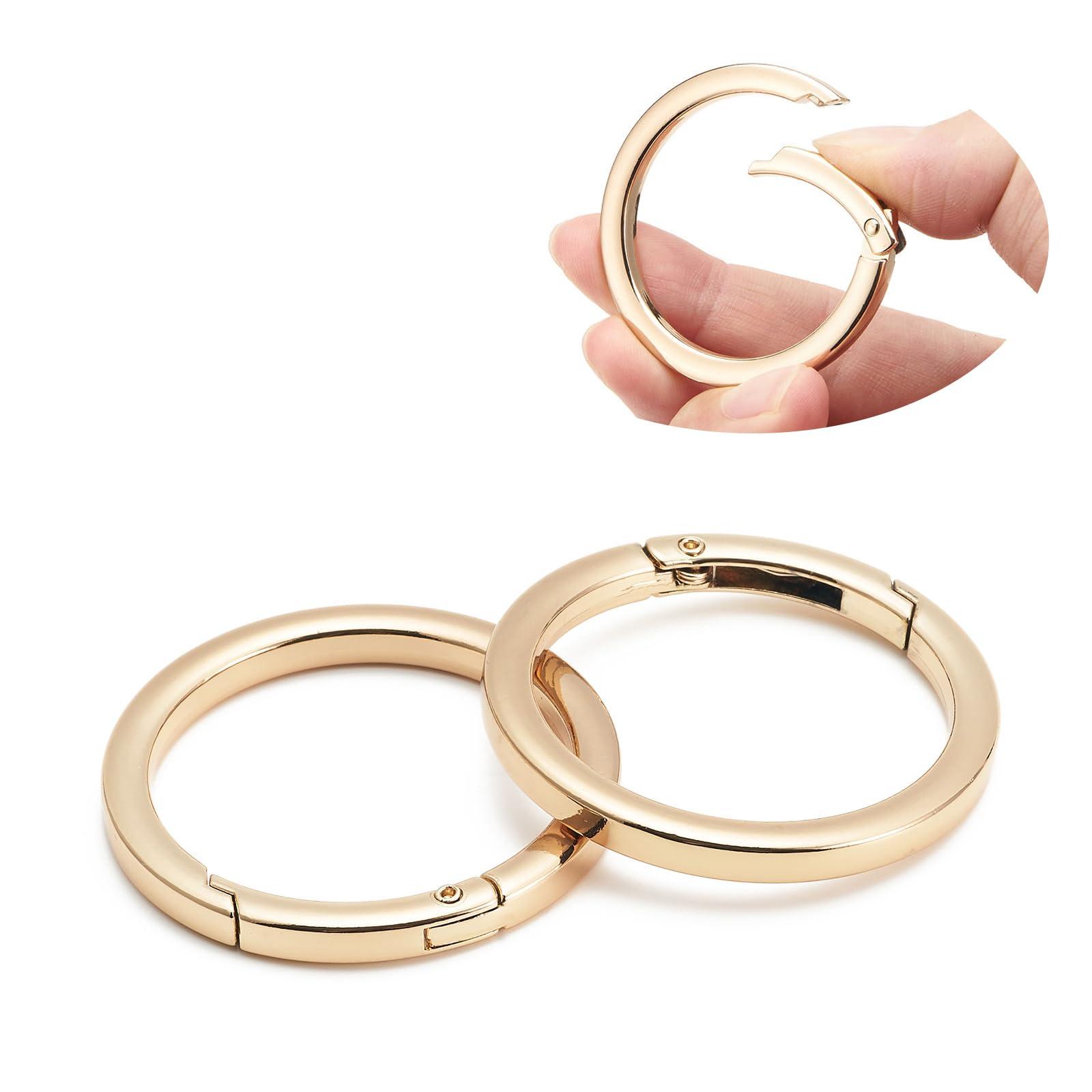 DEVPSISR DEVPSISR 4pcs Flat Trigger Spring O Rings,Metal Keychain Ring Round Carabiner Clips for Keyrings Buckle, Bags,Purses,Purses (Gold,1 inch)