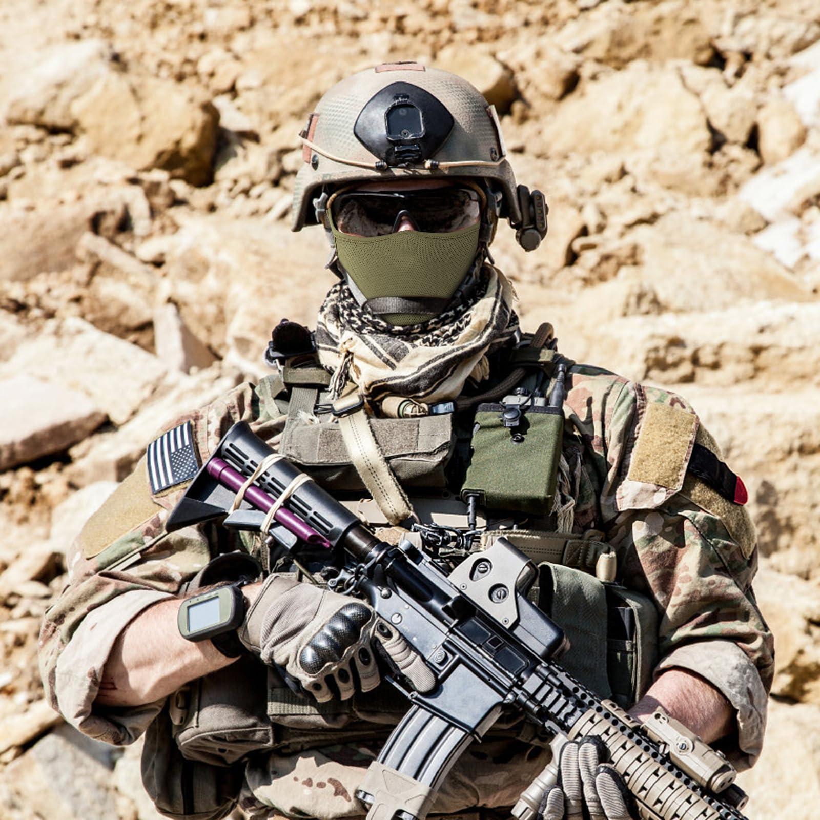 Qavctw Qavctw Tactical Shooting Mask Foldable Airsoft Silicone Mask Breathable Free Ear Protection Outdoor Half Face Mesh Military Mask for Shooting Riding Climbing Paintball Hunting Game