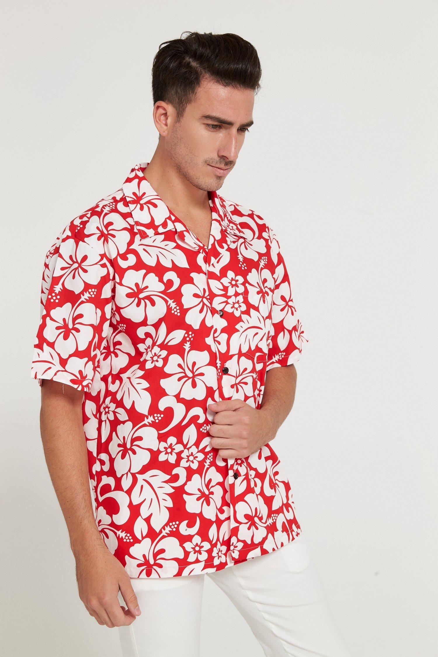 Hawaii Hangover Matchable Family Hawaiian Luau Shirts, Classic Vintage Hibiscus Red, Men, X-Large