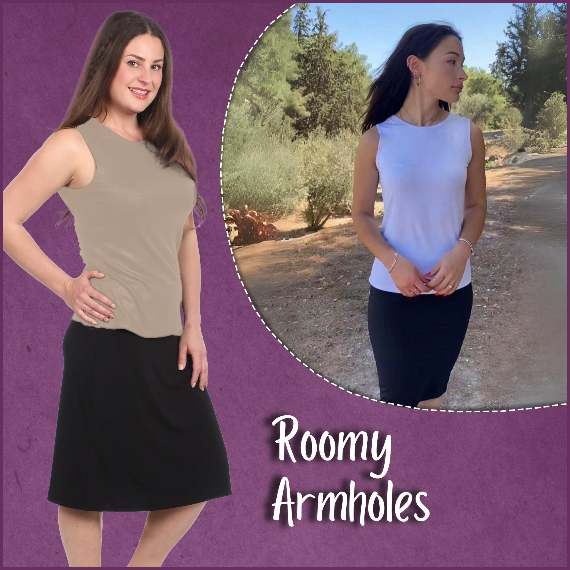 Kosher Casual Kosher Casual Modest High Neck Tank Top Full-Shoulder Sleeveless Tank Tops for Women's Comfort High Neck Top for Layering or Wearing Solo Sleeveless Tops for Women (Small, Beige)