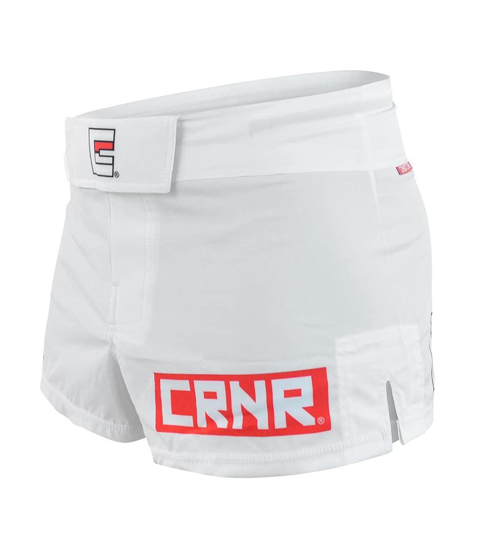 Combat Corner Combat Corner BOSS Fight Shorts BJJ MMA Muay Thai Kickboxing Quick Dry Athletic Fight Shorts for Men and Women White