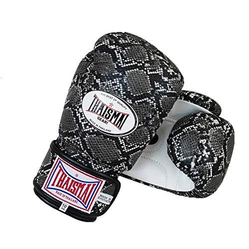 Thaismai THAISMAI Muay Thai Style Vectro Straps Boxing Gloves Python Skin Pattern with Polyurethane Synthetic Leather Material Black Color (16)