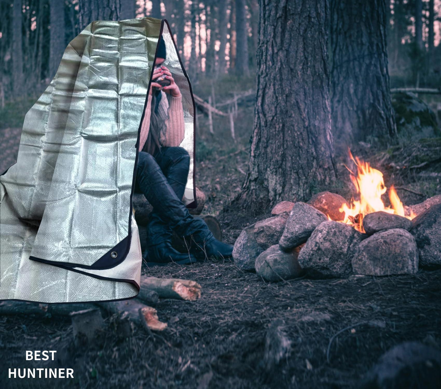 BESTHUNTINER BESTHUNTINER Double Aluminium Heavy Duty Survival Blanket -Multifunctional Reflective Tarp Thermal Blanket - 60\" x 83\" Waterproof for Camping Hiking Outdoors Emergency Blanket
