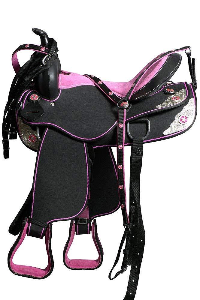 Deen, Enterprises Deen, Enterprises Youth Child Synthetic Western Pony Miniature Horse Saddle Tack Get Matching Headstall, Breast Collar & Saddle Pad Size 10\" to 12\" Inches Seat Available (12\" Inches seat)