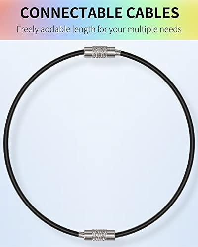 Uniclife Uniclife 4 Inch Wire Keychain Cable in 6 Assorted Colors Large Stainless Steel Key Ring Loop Holder for Outdoor Hiking Heavy Duty Connectable Luggage Tag Keeper for Sport and Travel, 20 Pack