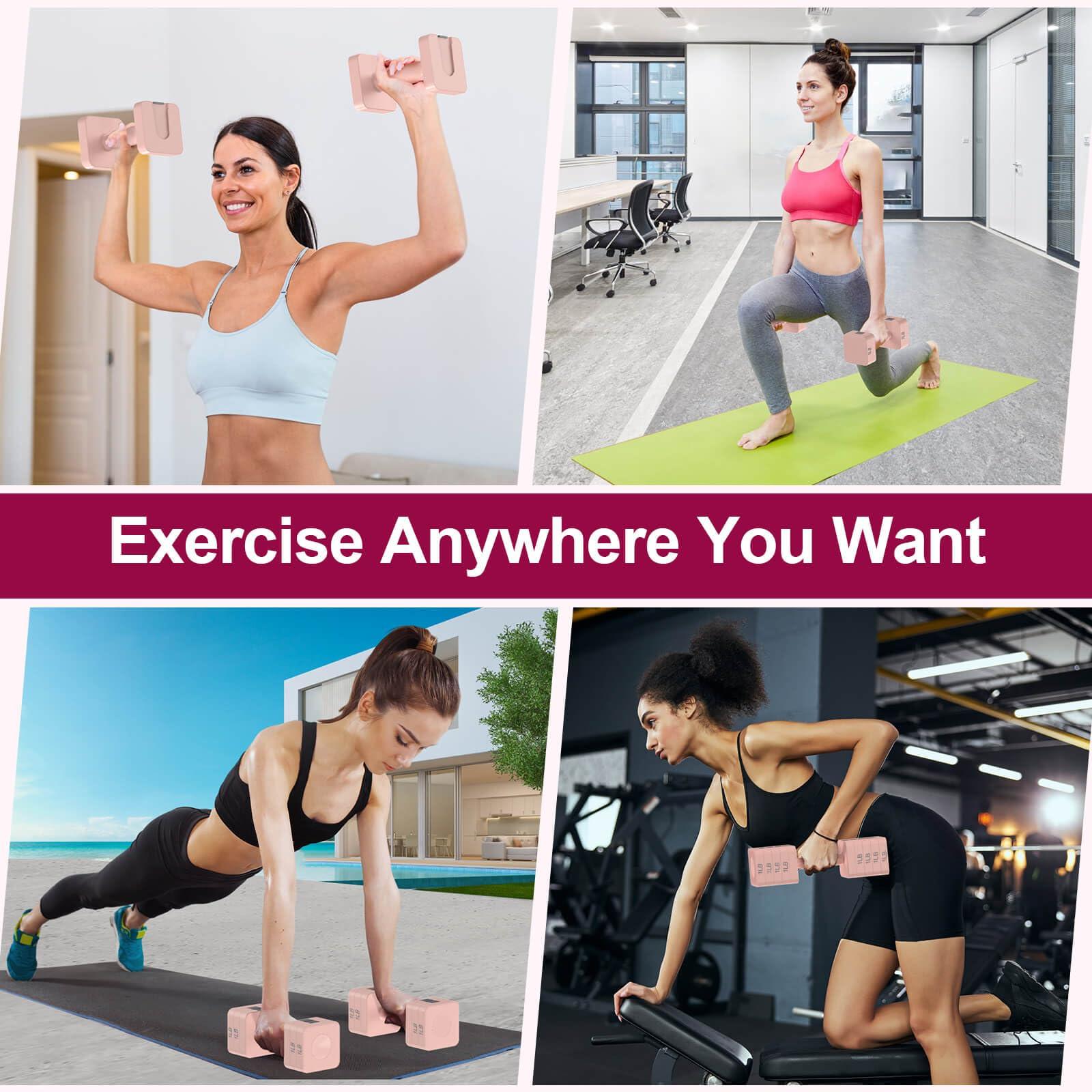 Hezeyferg Hezeyferg Adjustable Dumbbells Set of 2, Hand Weights Sets with 5 Levels 3lb, 5lb, 7lb, 9lb, 11lb, Adjustable Weight Dumbbells for Women/Men Home Gym Full Body Workout (Pink)